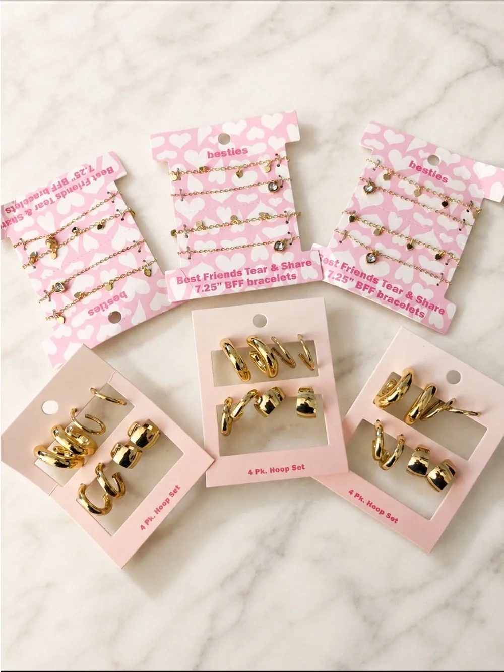 Besties Gold Kids BFF Bracelet & Hoop Earring Set